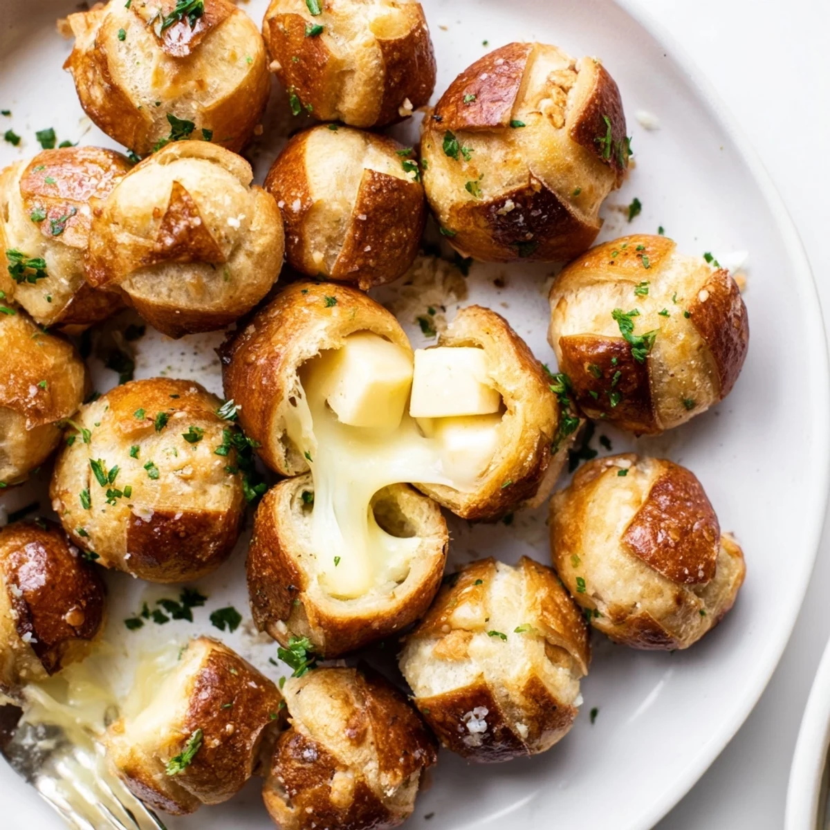 Soft and cheesy garlic pretzel bites, perfect for any party or snack time.  