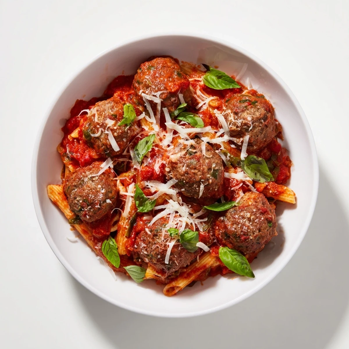 Melting cheese coats the pasta and meatballs in this delicious Italian Meatball Pasta Skillet, perfect for dinner tonight.