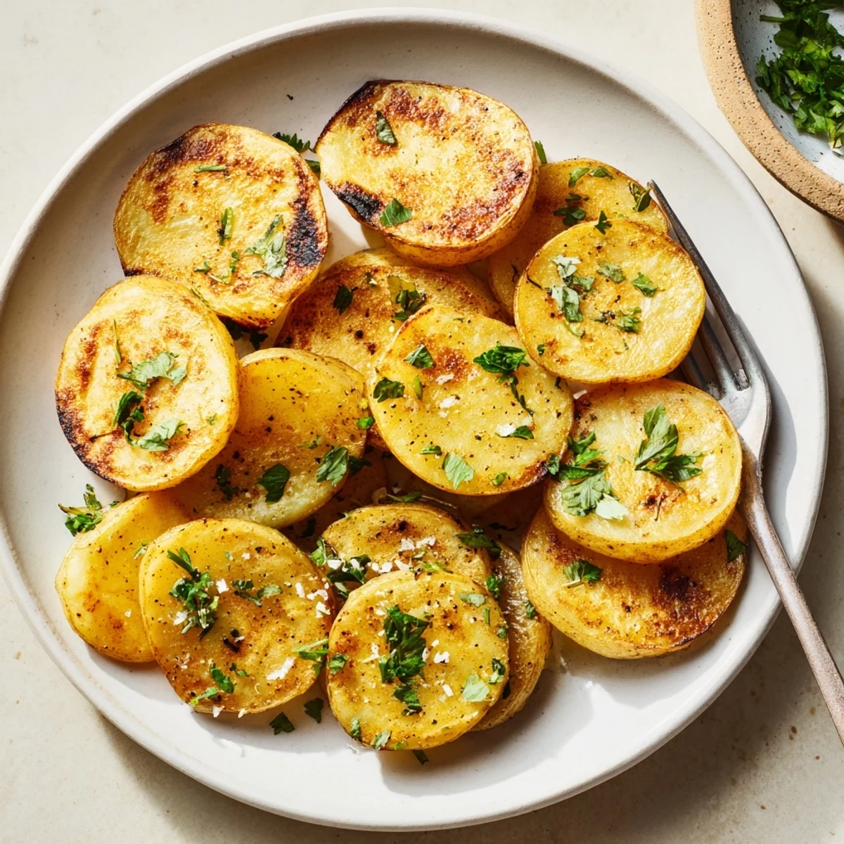 Enjoy warm, flavorful 15-Minute Microwave Crispy Potatoes, sprinkled with parsley and salt for added taste.