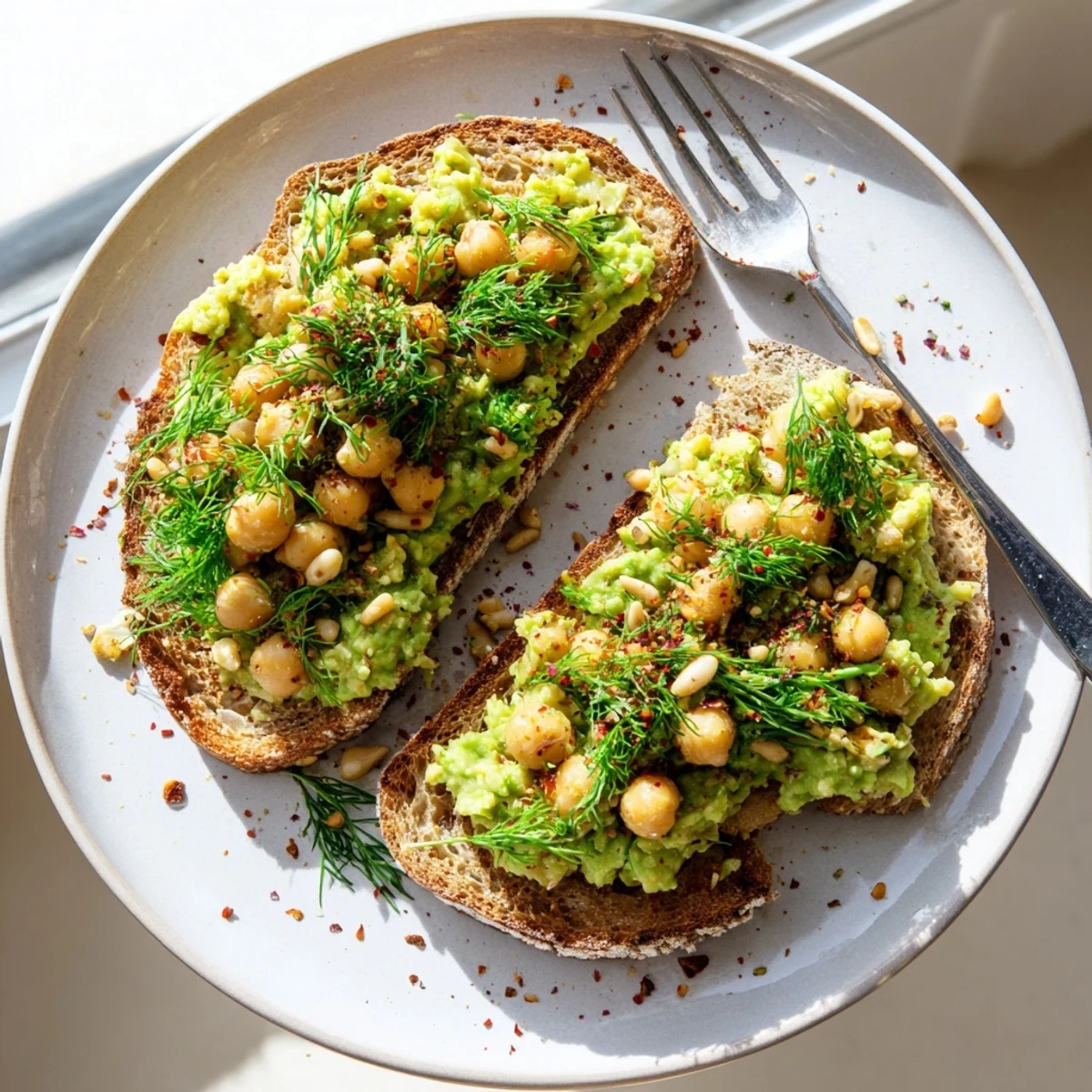 Avocado Chickpeas Herbs Toast