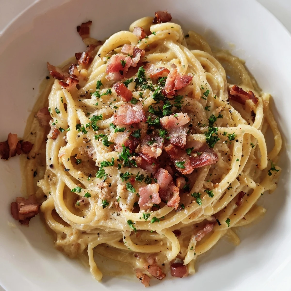 Golden, rich Instant Pot Carbonara Ramen, a comforting fusion of creamy pasta and savory noodles.