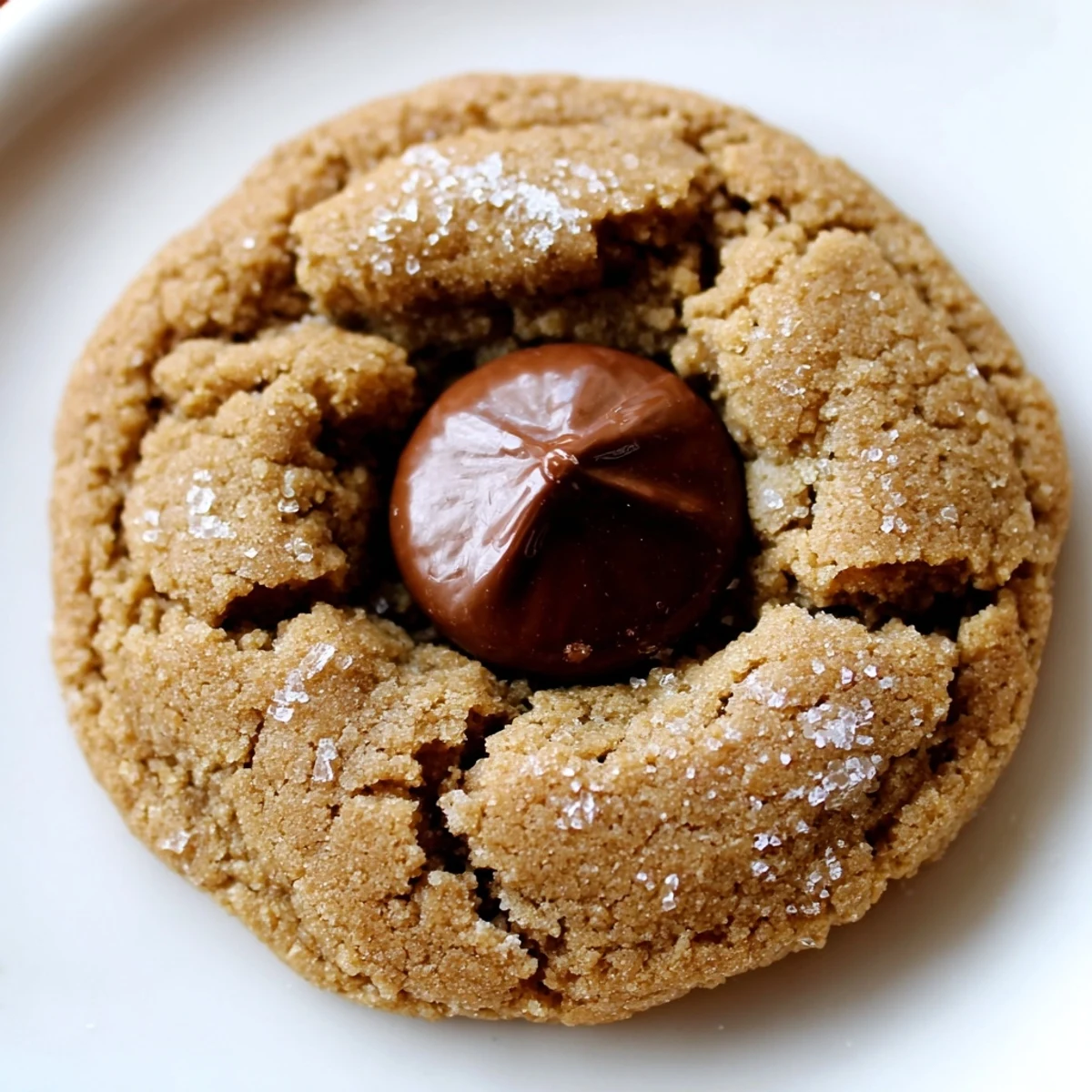Freshly baked 3-Ingredient Peanut Butter Blossoms, showing delightful cracks and a perfect chocolate topping.