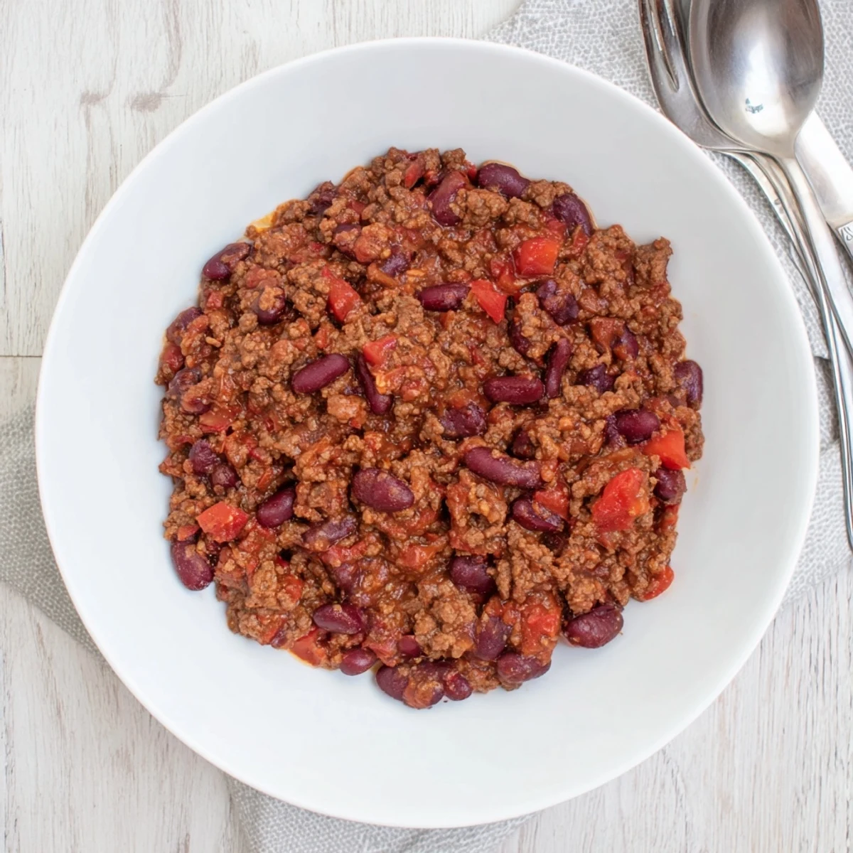 Steaming hot Secret 4-Ingredient Slow Cooker Chili, bursting with savory flavors, perfect for a cold evening.