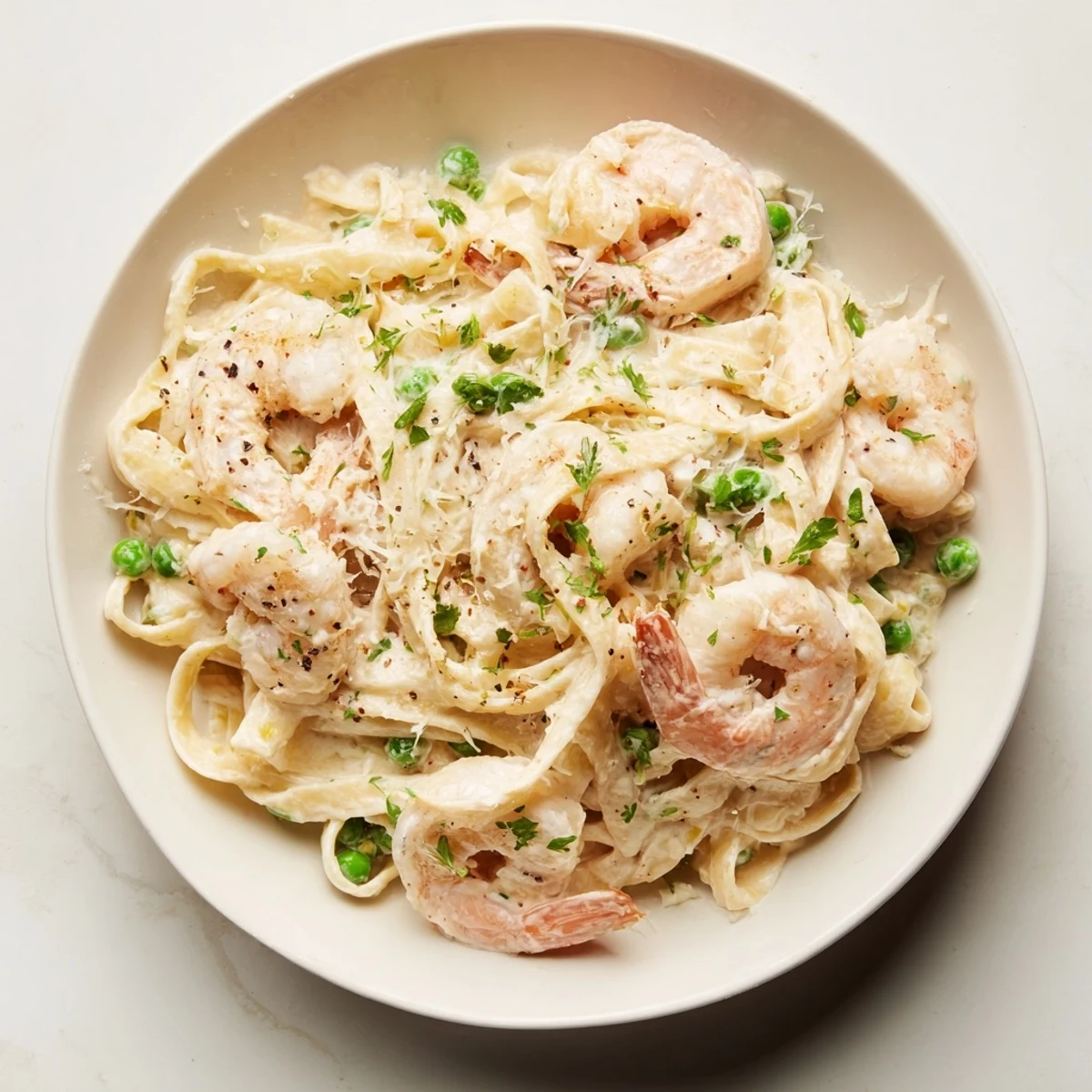 Steaming Instant Pot Shrimp Alfredo Pasta, a creamy, flavorful dish ready in just twenty minutes.