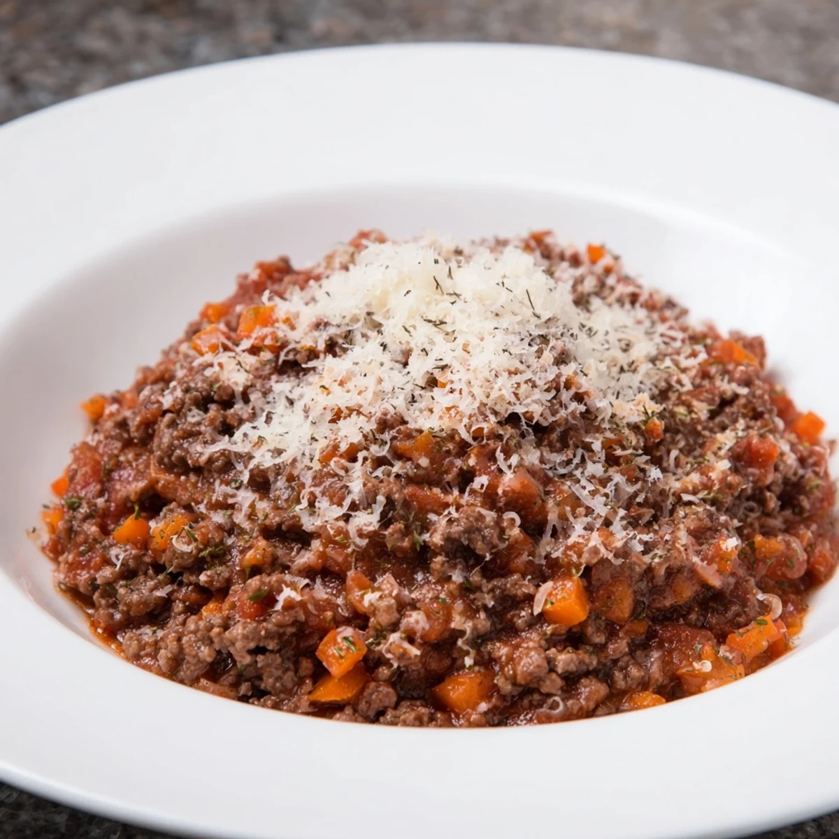 Hearty Classic Tuscan Ragu simmering with rich tomato sauce, served over golden pasta.