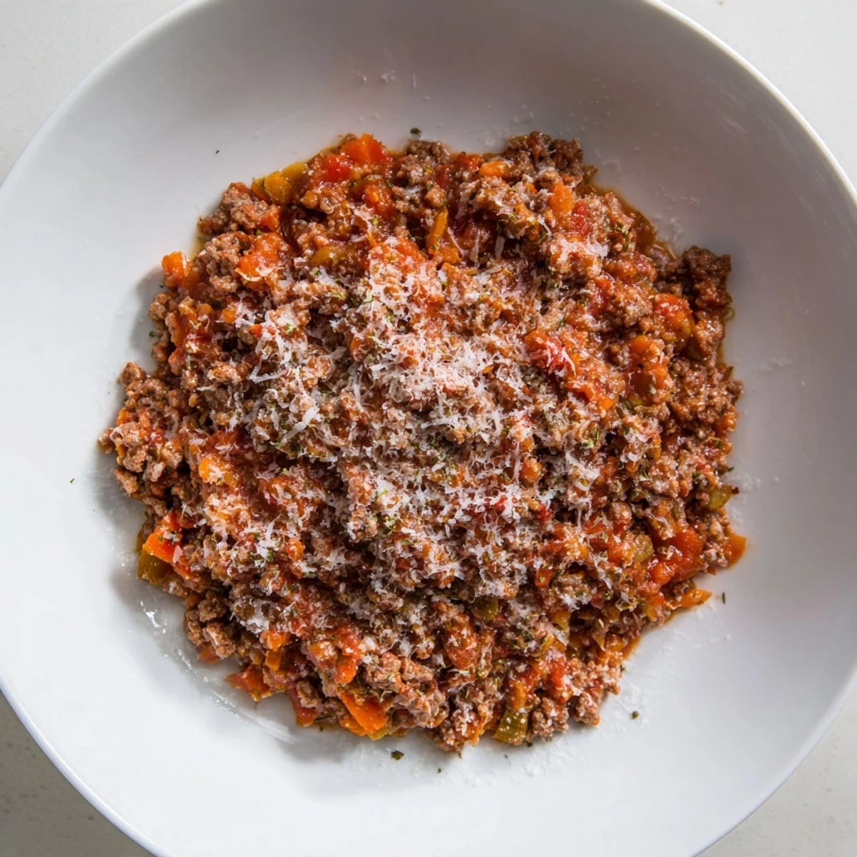 A close-up of a bubbling pot of Classic Tuscan Ragu with fresh herbs, ready to serve.