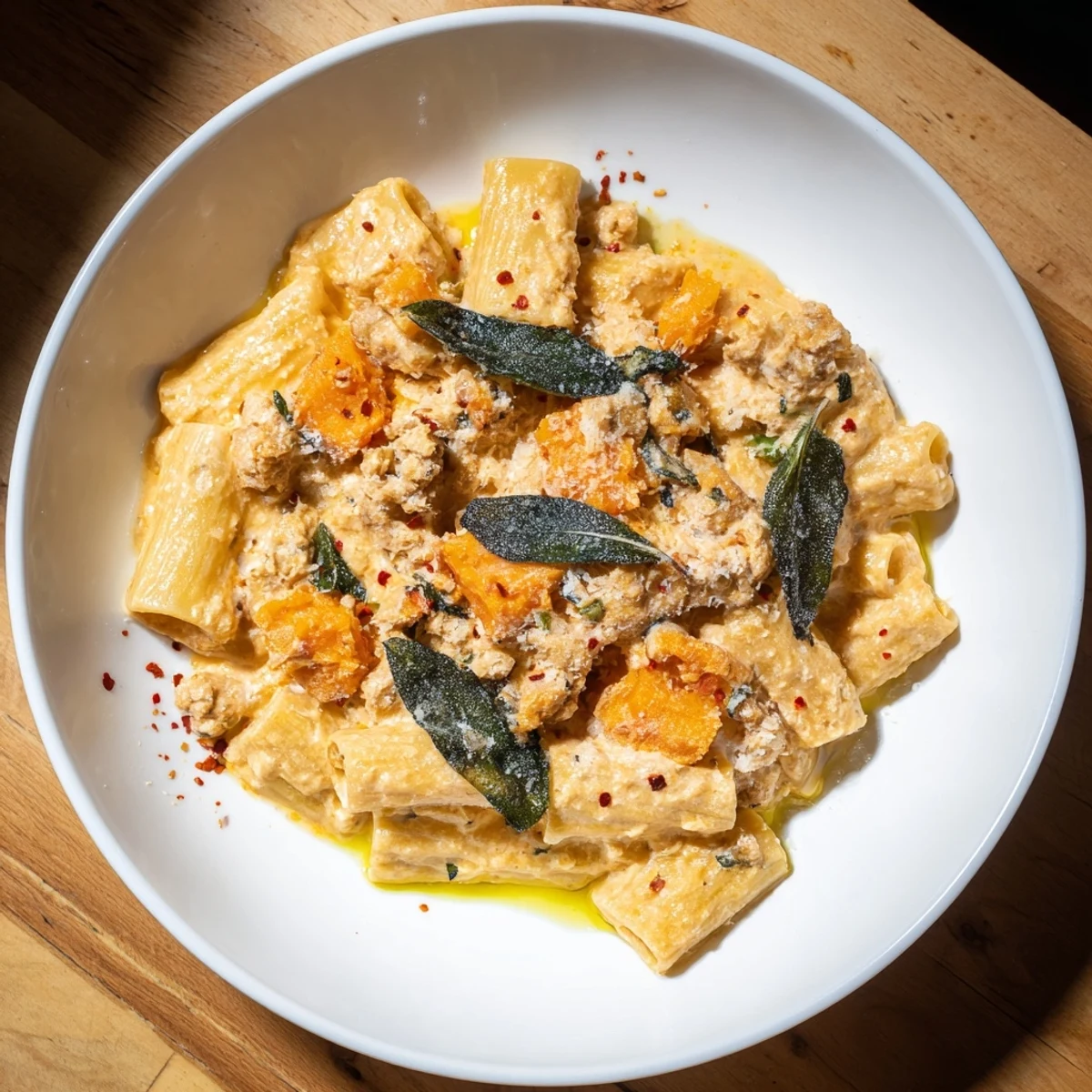 Roasted Viral Sweet Potato Goat Cheese Sage pasta: a vibrant bowl of creamy, flavorful comfort food.