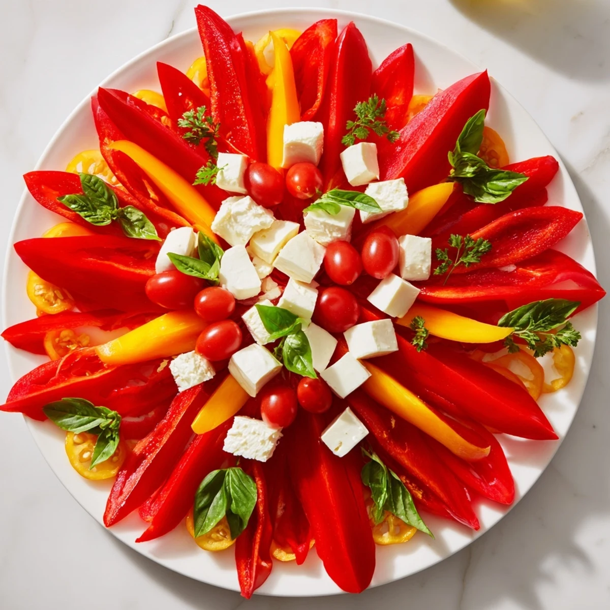 This beautiful Festive Poinsettia Platter features fresh vegetables and dips, perfect for any holiday gathering.