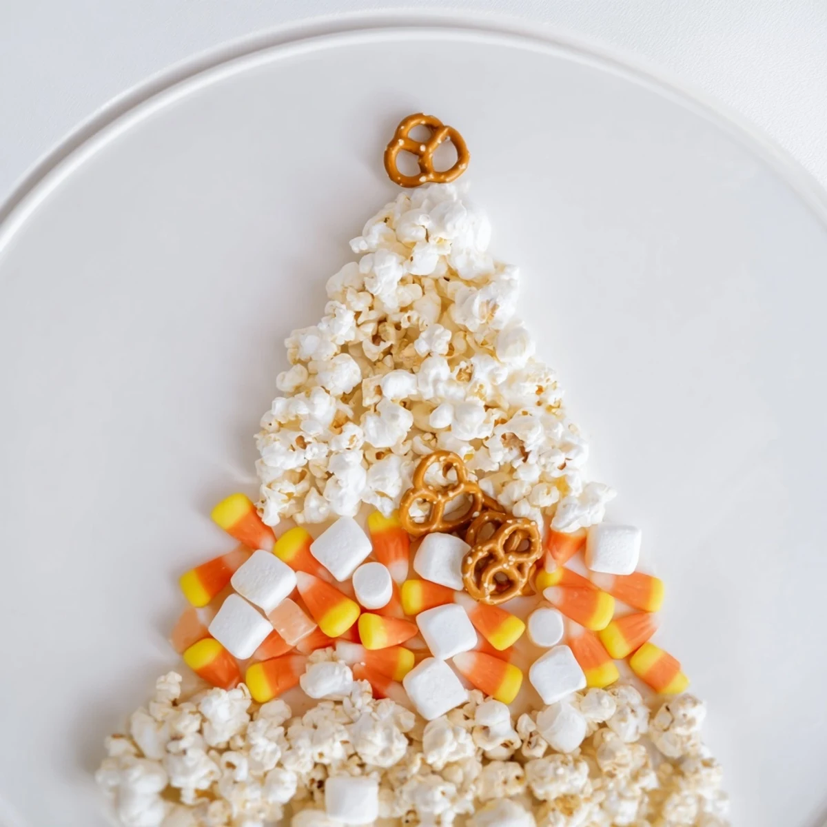 Enjoy a close-up of this festive Candy Corn Spooky Board, perfect for a Halloween party snack.