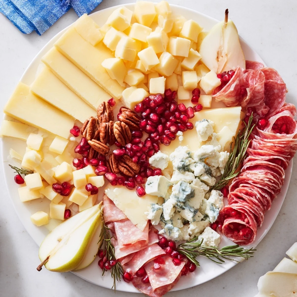 Holiday ready sleigh ride charcuterie featuring vibrant fruits, nuts, and a delightful mustard dipping sauce.