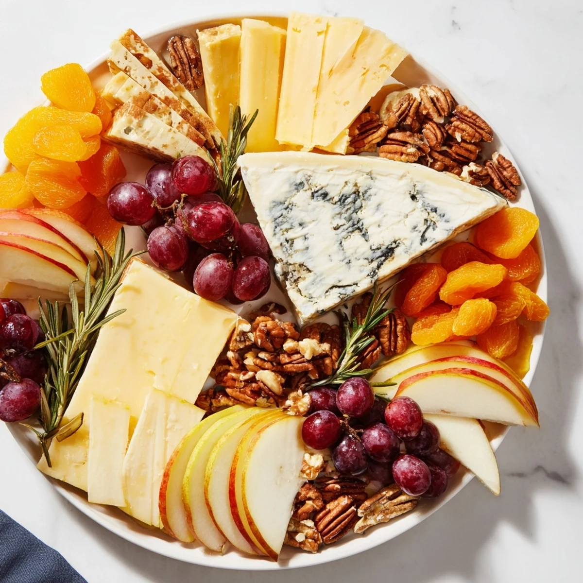 A beautiful Autumn Leaf Cheese Platter, showcasing colorful cheeses with fall fruits and nuts.