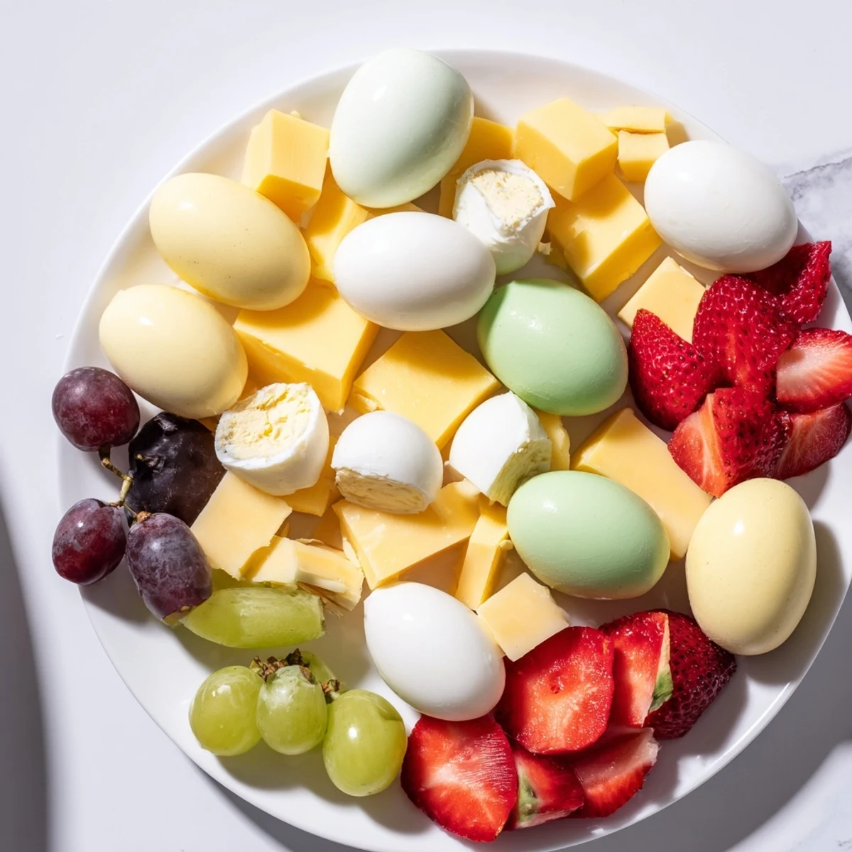 An Easter Egg-cellent Brunch Board overflowing with colorful spring treats, perfect for a festive feast.