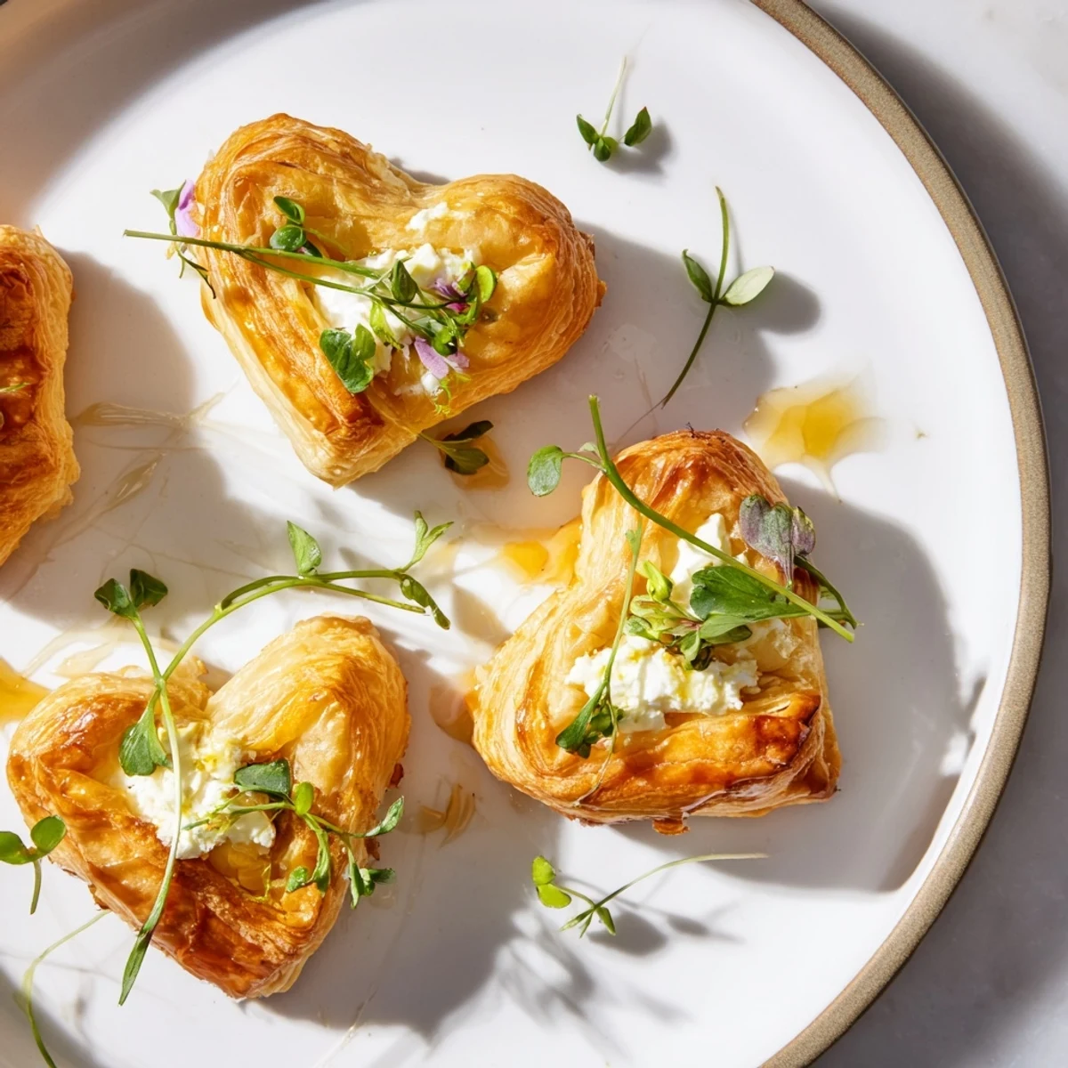 Crisp puff pastry Cœurs Entrelacés: a close-up shows the delightful intertwined heart-shaped design.