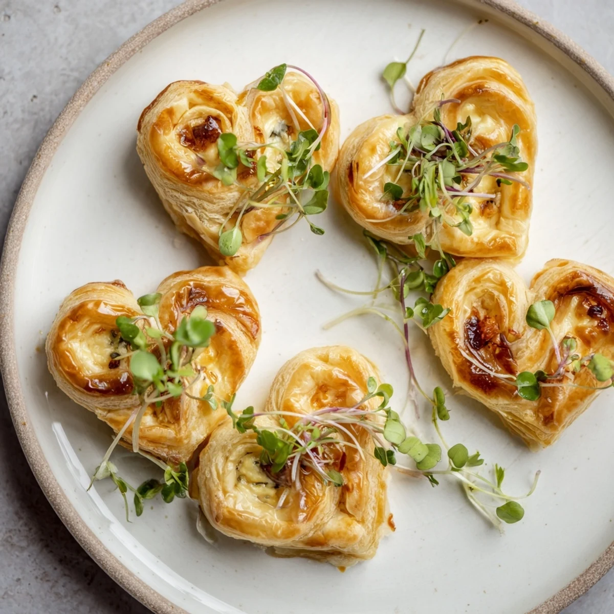 A serving platter of elegant Cœurs Entrelacés: beautiful appetizer perfect for sharing with a loved one.