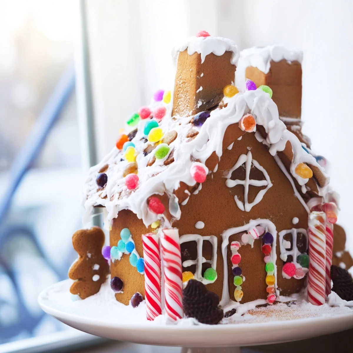 This vibrant gingerbread house recipe offers sturdy, homemade panels with colorful candy details.