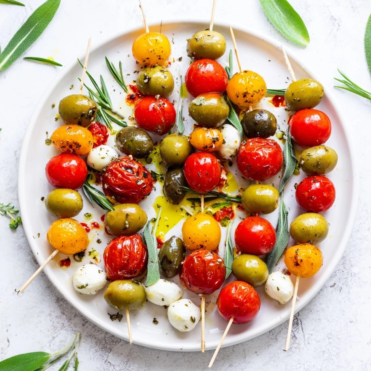 Fresh and flavorful appetizer wreath: olives, tomatoes, and herbs artfully arranged in a wreath.