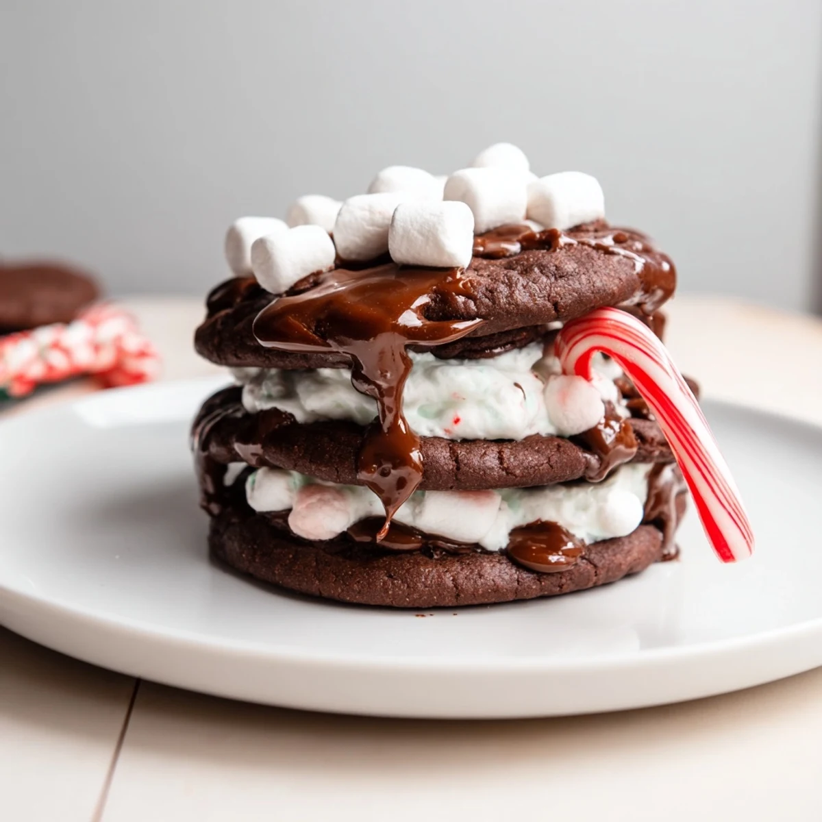 Get cozy with this Hot Cocoa Mug Cookie Stack: a delightful dessert with pillowy frosting and mini marshmallows.