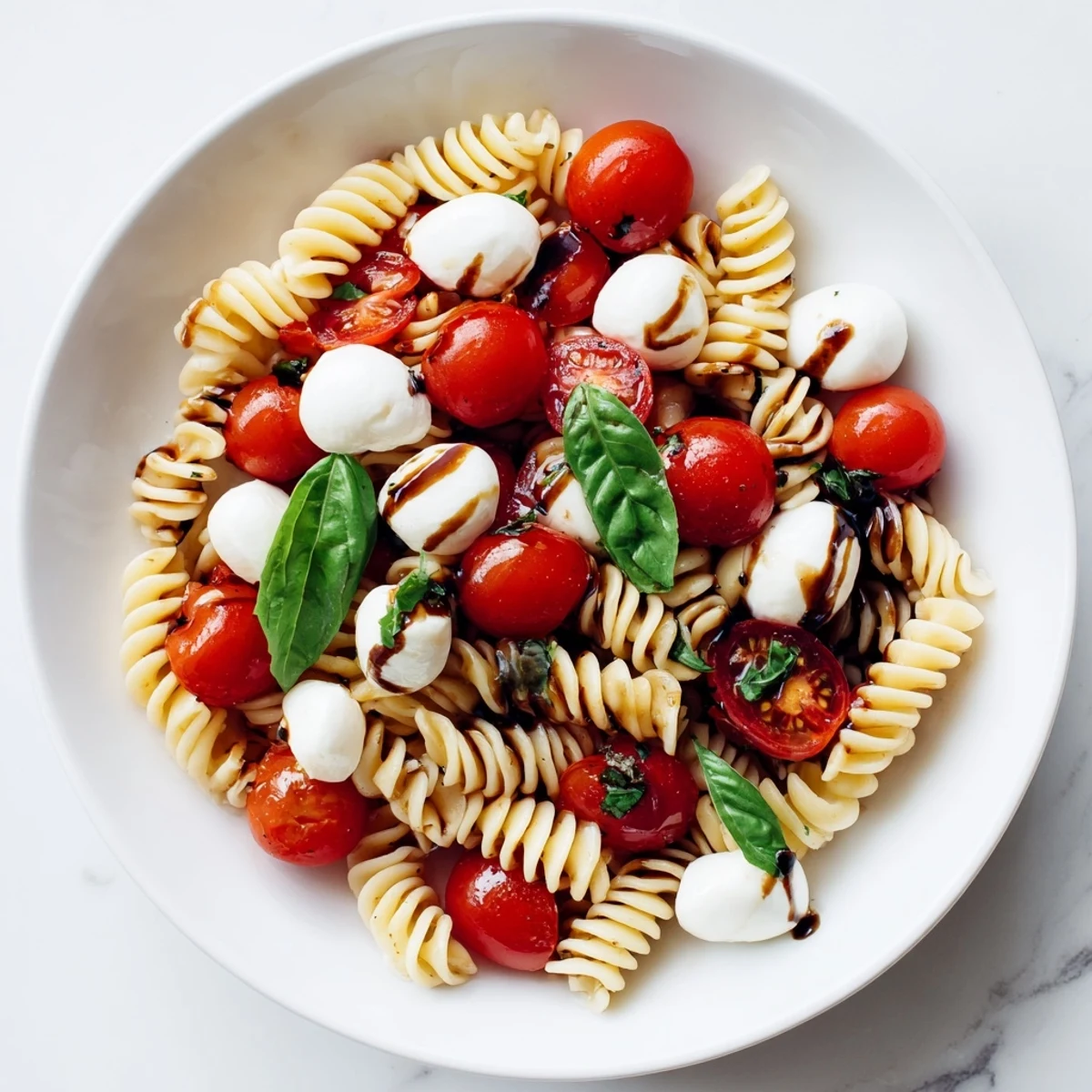 This delicious Caprese Pasta Salad, tossed with a balsamic dressing, looks so refreshing and flavorful.
