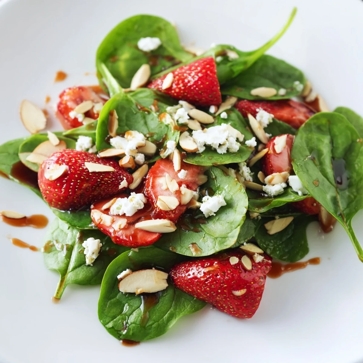Strawberry Spinach Salad: a refreshing bowl of salad with vibrant red strawberries and crumbled feta.