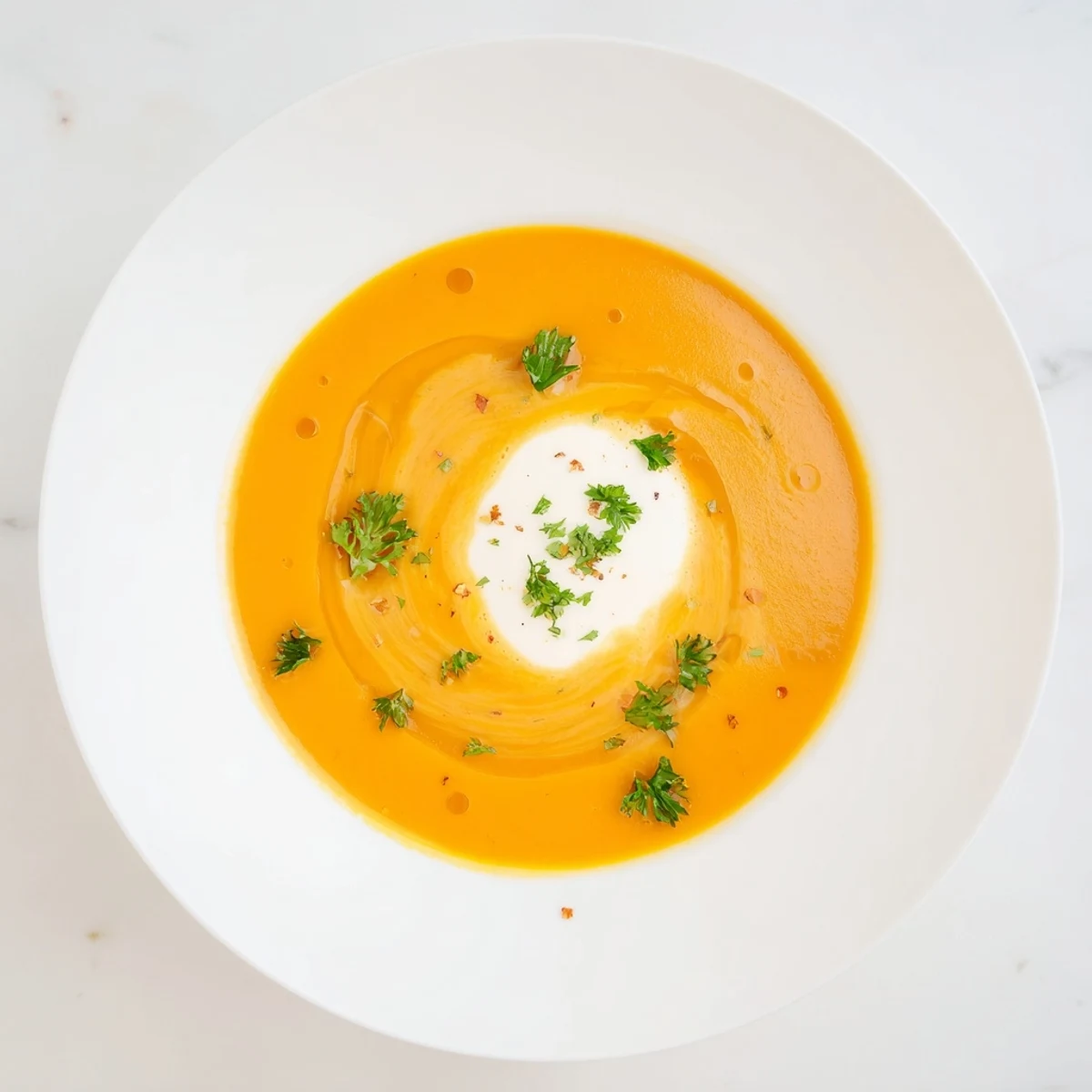 A creamy bowl of golden Sweet Maple Carrot Soup, perfect for a cozy, comforting meal.