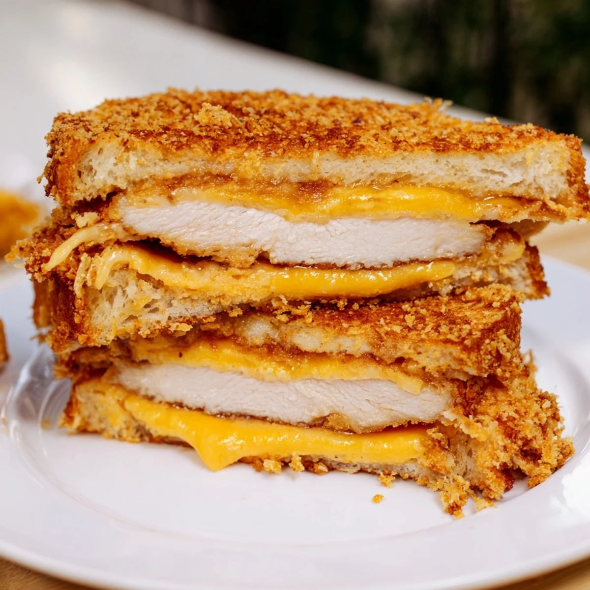 Imagine the layers: Melty cheese hugging juicy slices of the crispy panko pork chop grilled cheese.