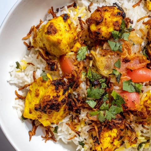 Steaming Easy Chicken Biryani: a one-pot meal with fluffy rice and tender spiced chicken.