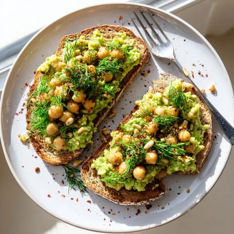Avocado Chickpeas Herbs Toast