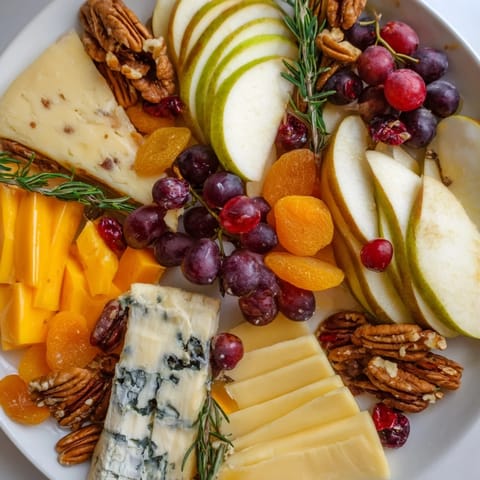 Festive Autumn Leaf Cheese Platter, ready for serving with brie, cheddar and grapes alongside.