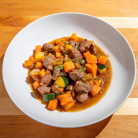 Chunks of savory sweet lamb platter with vibrant carrots, ready for your baby's enjoyment.