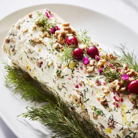 Yuletide Log Cheese Centerpiece