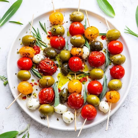 Fresh and flavorful appetizer wreath: olives, tomatoes, and herbs artfully arranged in a wreath.