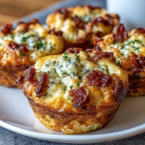 Golden-baked Ranch Bacon Breakfast Egg Bites emerge from the muffin tin, featuring fluffy centers with crispy bacon bits and melted cheddar cheese.