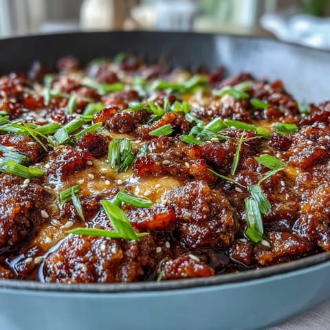 Golden melted cheddar blankets the Keto BBQ Bacon Cheeseburger Skillet, with crispy bacon bits and diced onions peeking through the rich sauce.