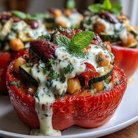 Vegan Mediterranean Chickpea Peppers