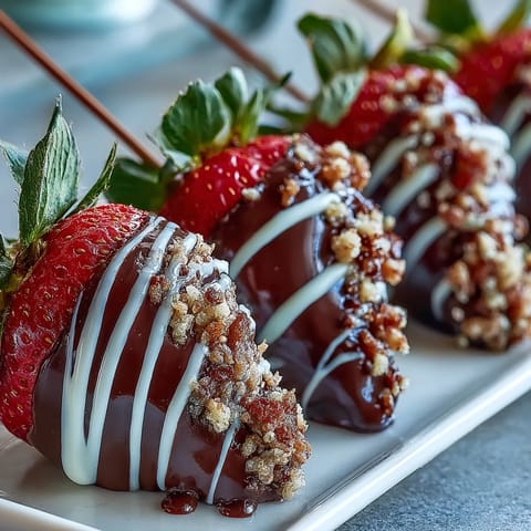 A vibrant Valentine's strawberry bouquet with chocolate-dipped berries arranged in a vase, perfect for romantic gifting.  