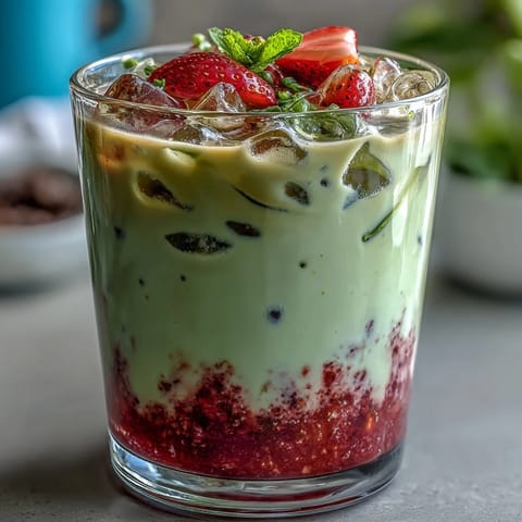Iced Strawberry Matcha Latte