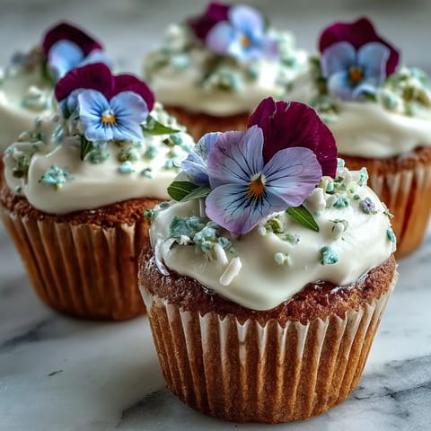 Delicate vanilla cupcakes topped with buttercream and edible flowers, perfect for baby showers and spring celebrations.