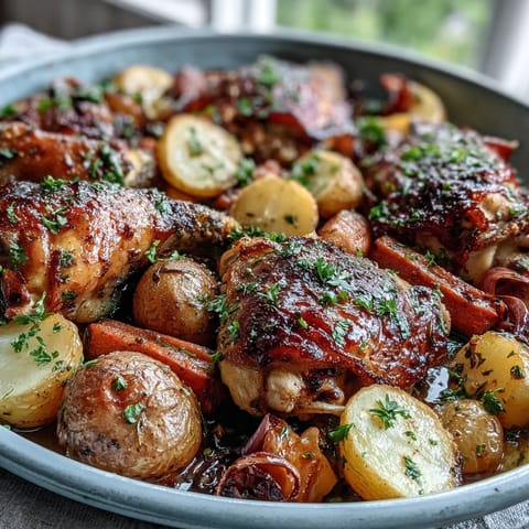 Juicy chicken drumsticks and roasted vegetables on a sheet pan, seasoned with herbs for a hearty, family-friendly dinner.