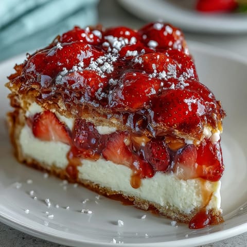 Free-form strawberry tart with almond frangipane, flaky pastry, and fresh berries, served warm from the oven.