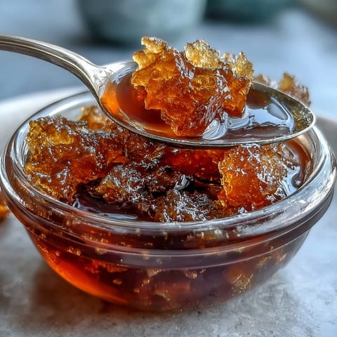 A golden jar of dandelion jelly glistens on a rustic wooden table, inviting spring's floral sweetness.