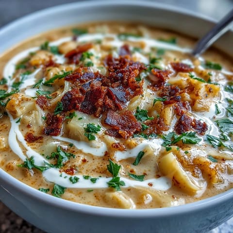 Creamy Cabbage Corn Chowder with crispy bacon, tender potatoes, and sweet corn in a rich, smoky broth.  