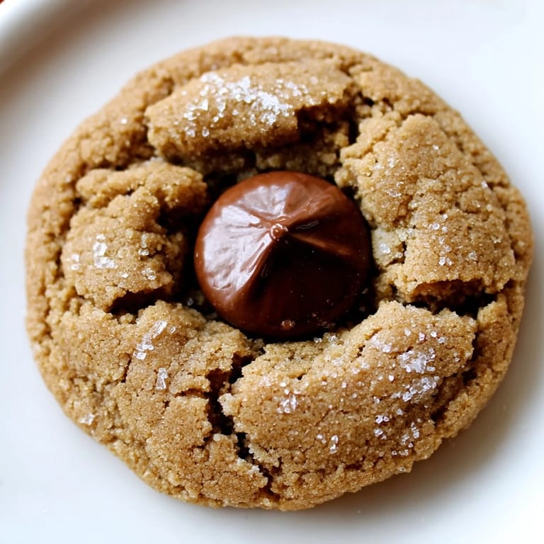 Freshly baked 3-Ingredient Peanut Butter Blossoms, showing delightful cracks and a perfect chocolate topping.
