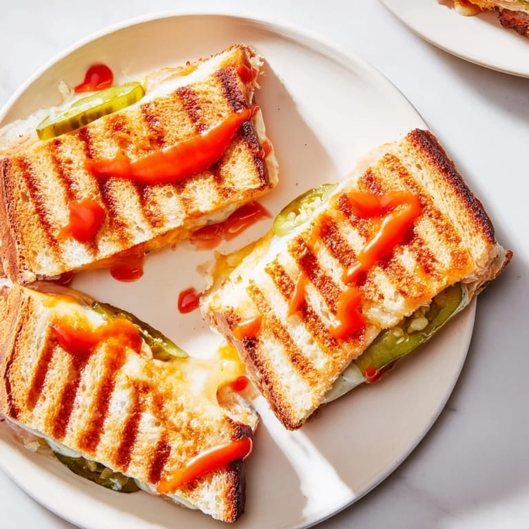 Melted cheddar cheese and spicy pickles feature in these delicious Spicy Pickle Grilled Cheese Dippers.