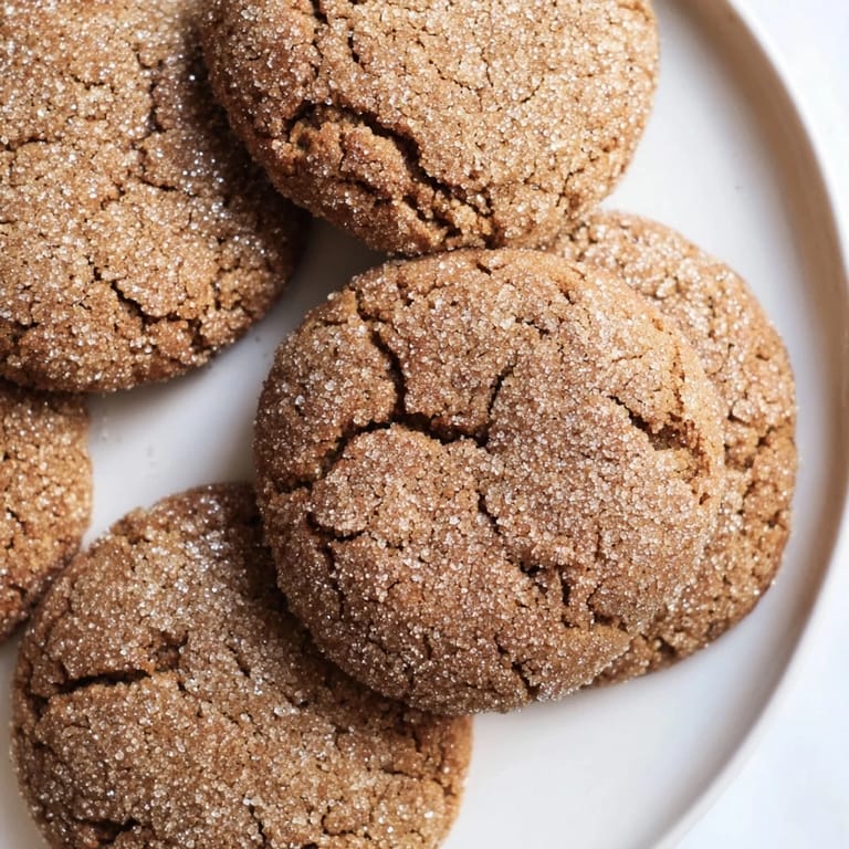 Close-up of freshly baked Express Gingerbread Latte Cookies with a rich molasses aroma, perfect for dessert.