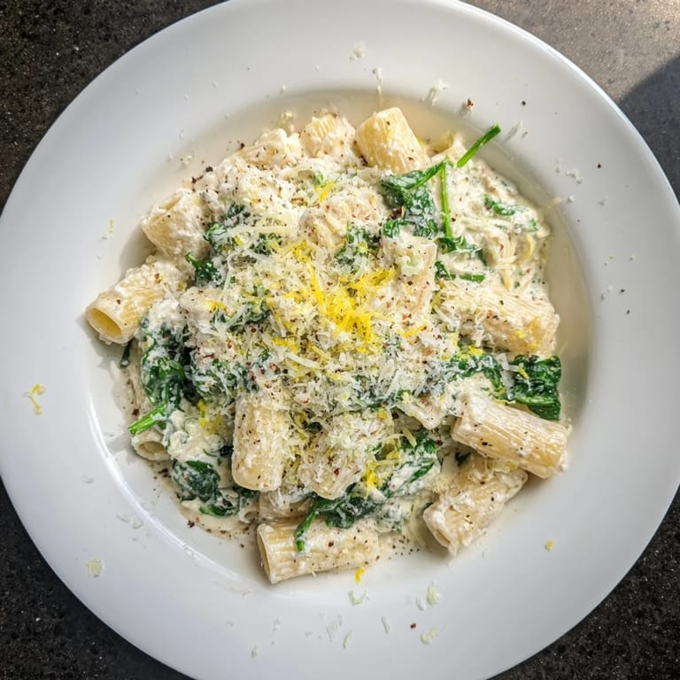 Baked and bubbly, this Whipped Ricotta & Spinach Baked Pasta is a vegetarian delight brimming with fresh flavors.