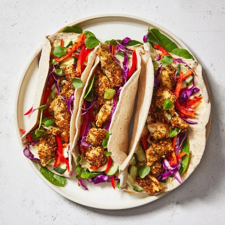 A beautifully arranged wrap showcasing the delightful crunch of candy canes in the Candy Cane Crunch Chicken Veggie Wrap.