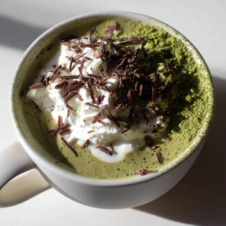 A warm, creamy Matcha Hot Cocoa Protein Mug, perfect for a fast, healthy snack or energy boost.