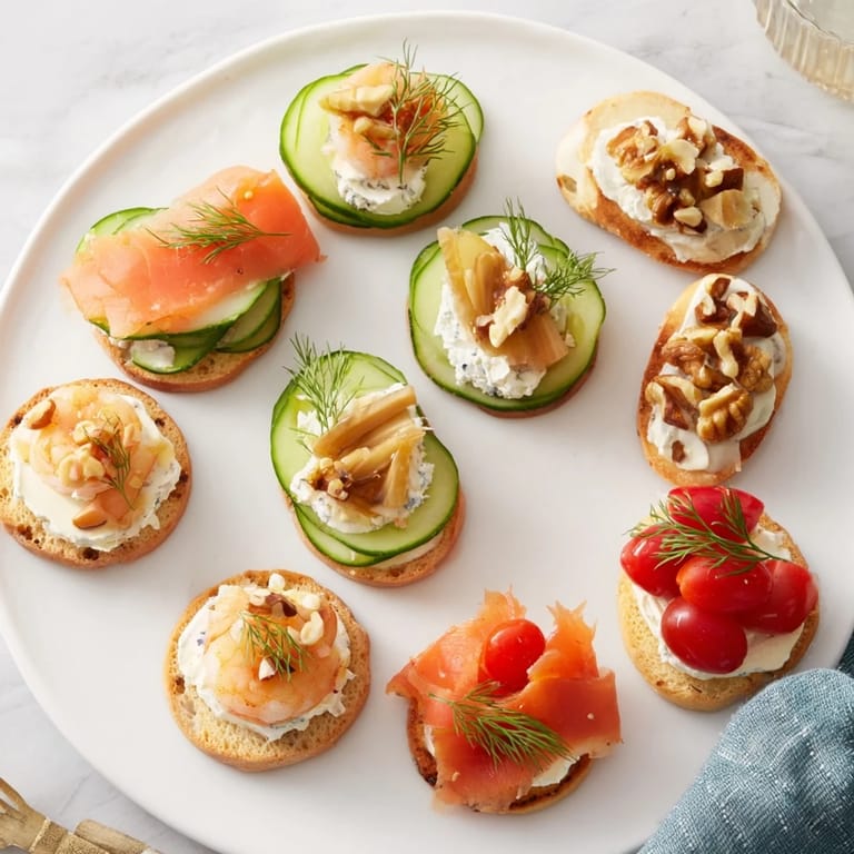 Visualize a holiday spread of these perfect champagne pairings, with shrimp, nuts, and crackers for New Year's.