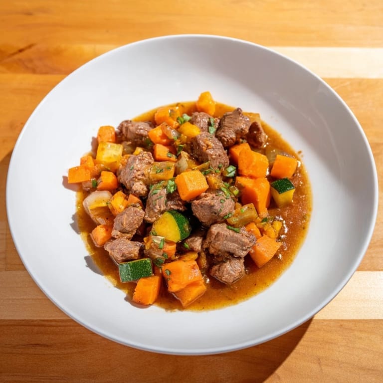 Chunks of savory sweet lamb platter with vibrant carrots, ready for your baby's enjoyment.