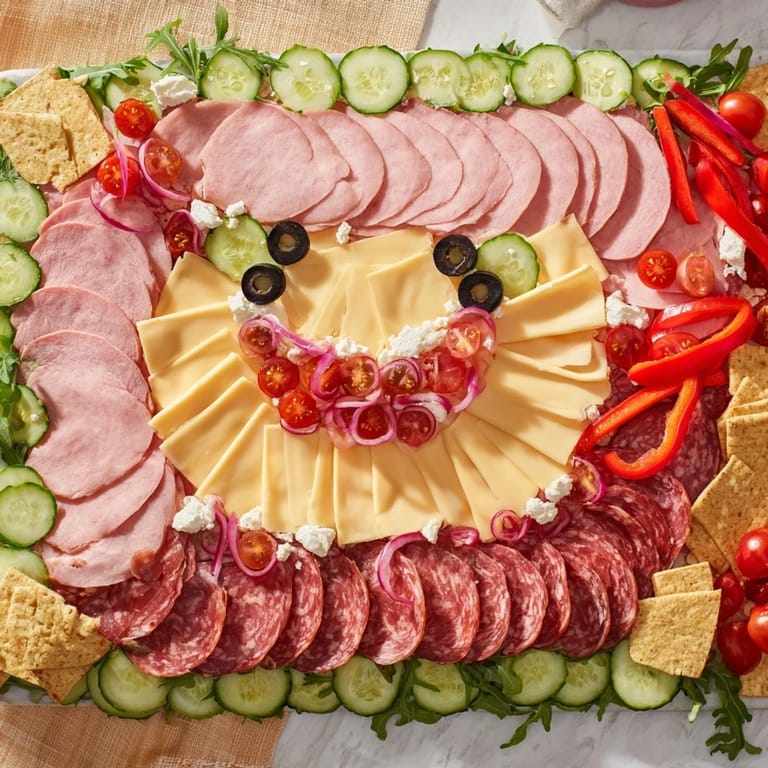 Eye-catching Gingerbread Man Savory Charcuterie: A delightful holiday spread of savory meats, cheeses and veggies.